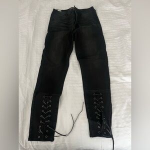 American Eagle Women's Black Lace-Up Jeans